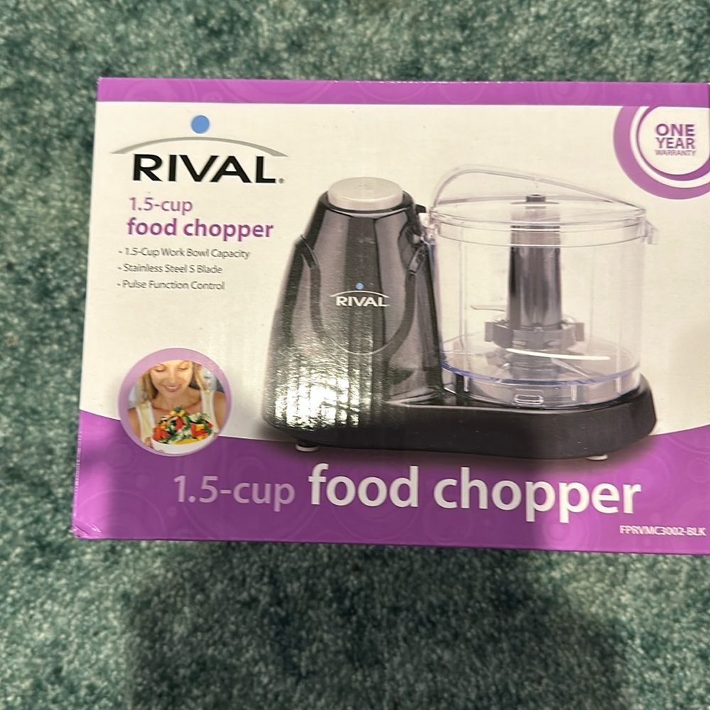 Rival Mini Food Chopper 1.5 Cup Stainless Steel Blade Black, pulse-function